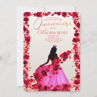 Elegant Blush Floral Quinceañera Einladung