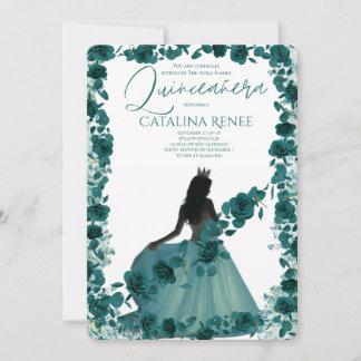 Elegant Blush Floral Quinceañera Einladung