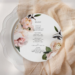 Elégant Blush Floral Round Menu - Fête des mariées