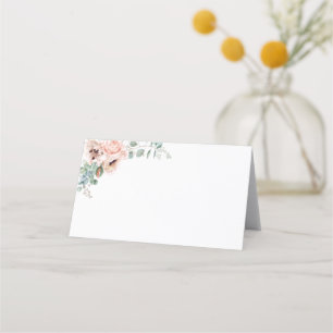 Elegant Blush Floral Schwarzer Rahmen Faltplatz Platzkarte