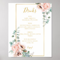 Elegant Blush Floral | Symbol für Hochzeitsgetränk