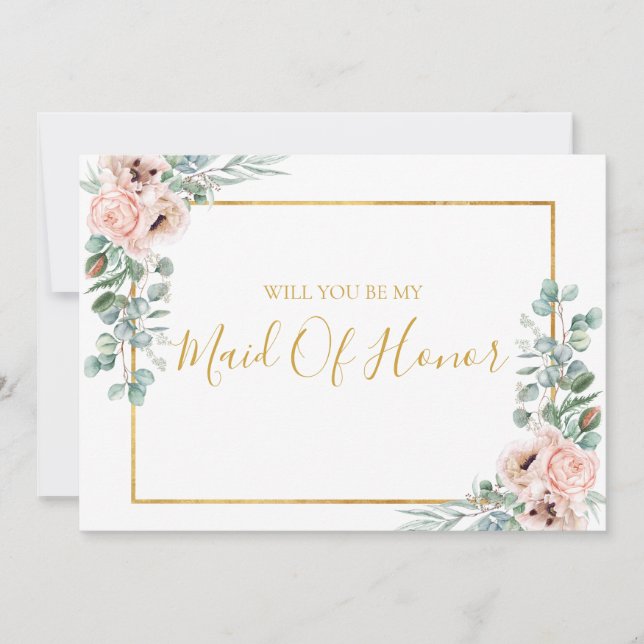 Elegant Blush Floral | Trauzeugin Vorschlagskarte Einladung (Vorderseite)