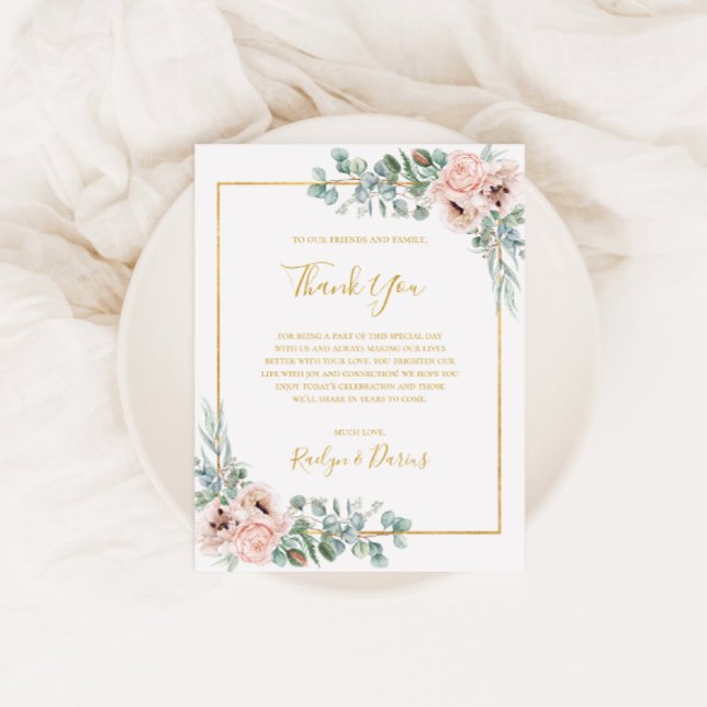 Elegant Blush Floral | Vielen Dank, Empfang Card Postkarte (Von Creator hochgeladen)