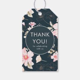 Elegant Blush Floral Wedding Danke Blue Geschenkanhänger