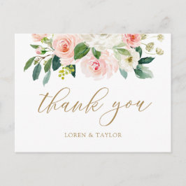 Elegant Blush Floral Wedding Danke Ihre Postkarte