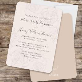 Elegant Blush Floral Wedding Script formell Einladung