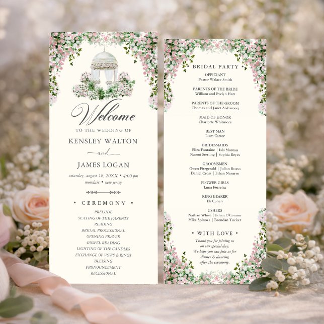 Elegant Blush Garden Wedding Program Programm (Von Creator hochgeladen)