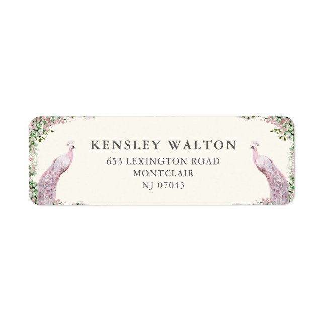 Elegant Blush Garden Wedding Return Address Label (Vorne)