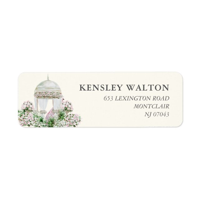 Elegant Blush Garden Wedding Return Address Label (Vorne)