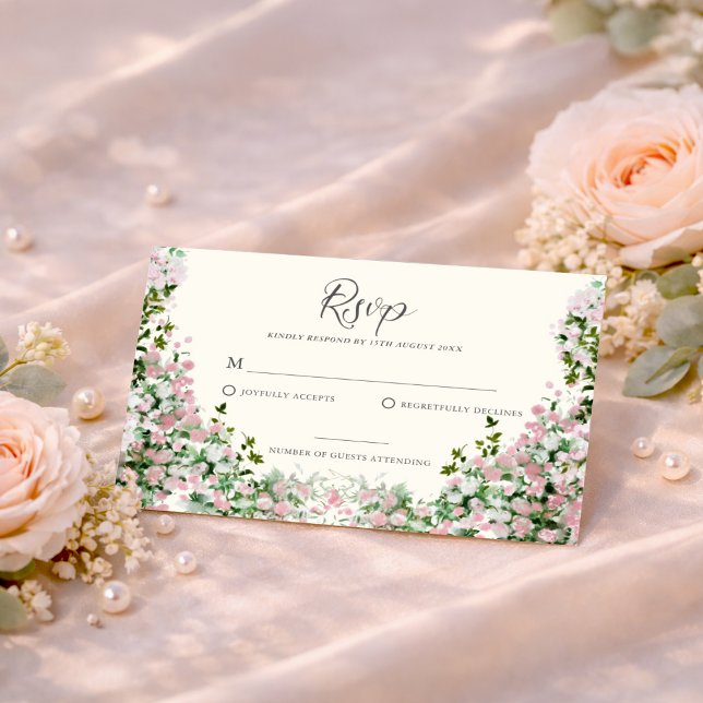 Elegant Blush Garden Wedding RSVP Card (Créateur téléchargé)