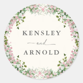 Elegant Blush Garden Wedding Runder Aufkleber