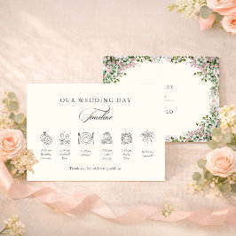 Elegant Blush Garden Wedding Timeline Begleitkarte