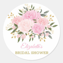 Elegant Blush Gold Blumengrün Danke für Ihre Unter Runder Aufkleber