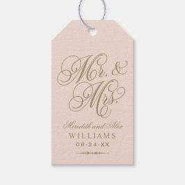 Elegant Blush Gold Mr. und Mrs. Script Monogram Geschenkanhänger