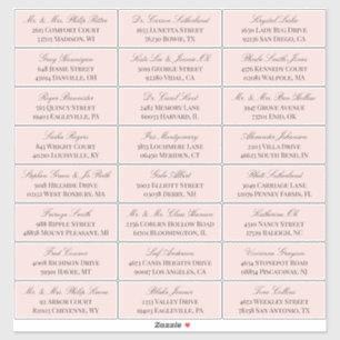 Elegant Blush Gray Script 24 Wedding Guest Address Aufkleber