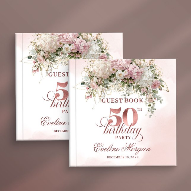 Elegant Blush Greenery 50th Birthday Guest Book Gästebuch (Elegant Blush Greenery 50th Birthday Guest Book)