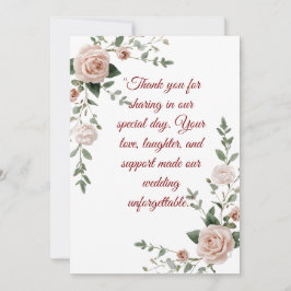 Elégant Blush & Greenery Mariage Merci Card |