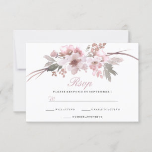 Elégant Blush & Grey Blanc floral Wedding RSVP