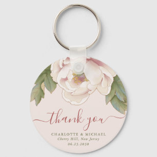 Elegant Blush Peony Floral Danke Gastgeschenk Hoch Schlüsselanhänger