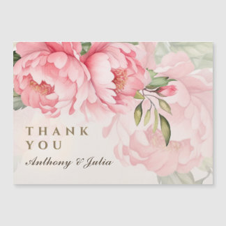 Elegant Blush Peony Wedding Thank You Magnet
