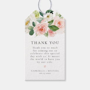 Elegant Blush Pink Blumengrün Danke für Ihre Unter Geschenkanhänger