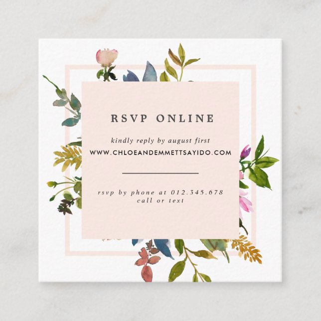 Elegant Blush Pink Blumenzwiebelwebsite UAWG Begleitkarte (Vorderseite)