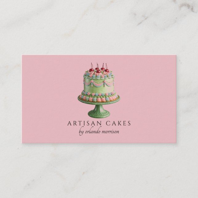Elegant Blush Pink Cake Bakery  Visitenkarte (Vorderseite)