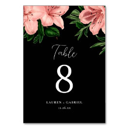 Elegant Blush Pink Dark Floral Wedding Tischnummer