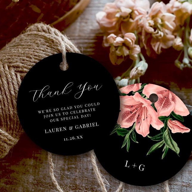 Elegant Blush Pink Floral Wedding Thank You Geschenkanhänger (Von Creator hochgeladen)