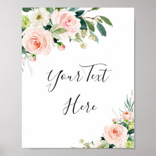 Elegant Blush Pink Flowers Custom Wedding Poster
