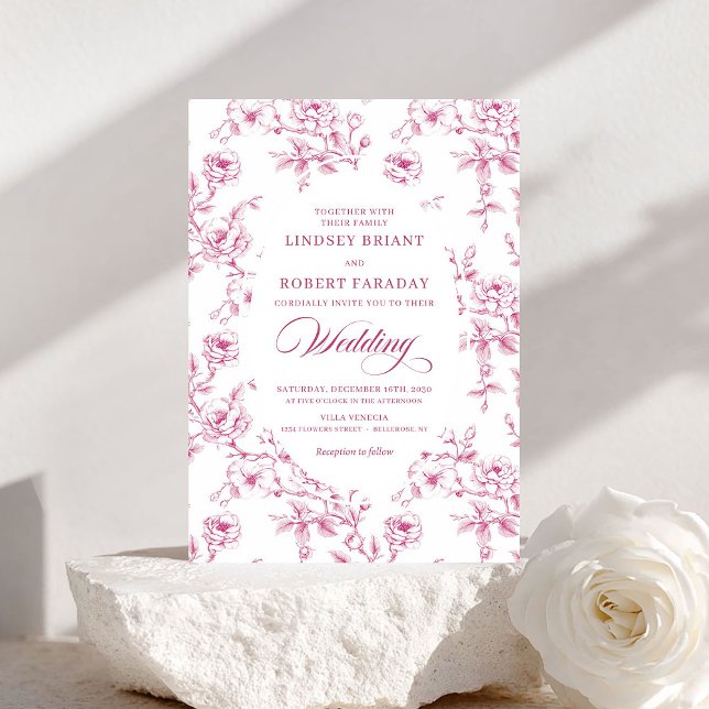 Elegant Blush Pink French Rose Wedding Invitation Einladung (Elegant Blush Pink French Rose Wedding Invitation)