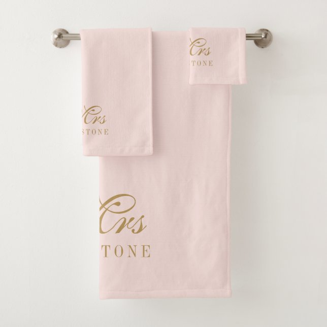 Elégant Blush Pink Gold Mme Nom Ensemble de servie (En situation)