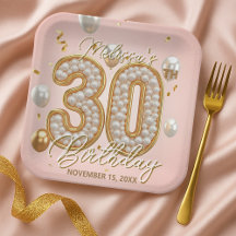 Elegant Blush Pink Gold Pearl Mosaik 30. Geburtsta