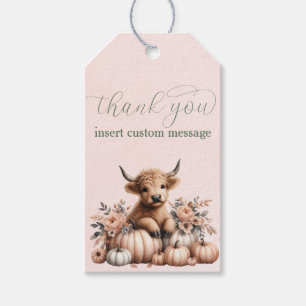 Elegant Blush Pink Highland vache merci étiquette 