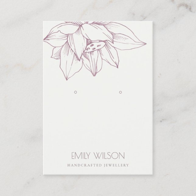 ELEGANT BLUSH PINK LOTUS EINFACHE EARRING-ANZEIGE VISITENKARTE (Vorderseite)