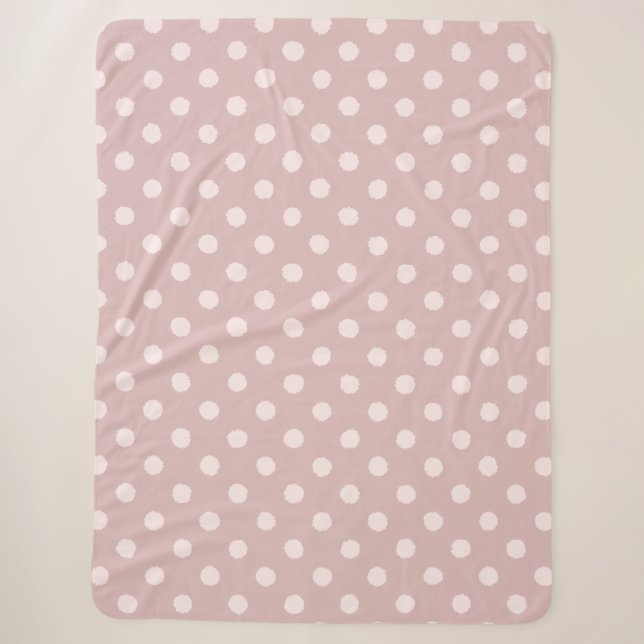 Elegant Blush Pink Polka Dot Sherpadecke (Vorderseite)