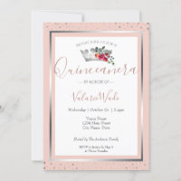 Élégant Blush Pink Quinceanera Budget Invitation