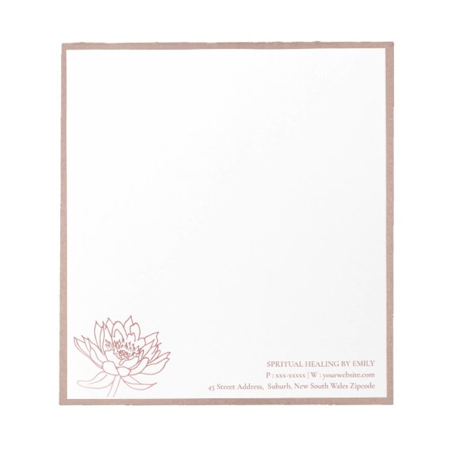 ELEGANT BLUSH PINK ROSE GOLD LOTUS FLORAL BUSINESS NOTIZBLOCK (Vorderseite)