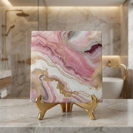 Elegant Blush Pink Rose Gold & White Agate Marble Fliese