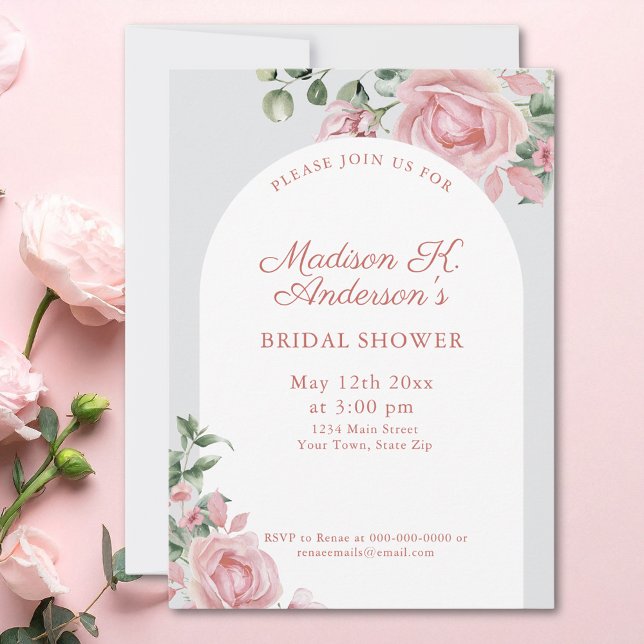 Elegant Blush Pink Roses Bridal Shower Einladung (Von Creator hochgeladen)