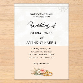 Elegant Blush Pink Rustic Floral Romantic Wedding  Acryleinladungen