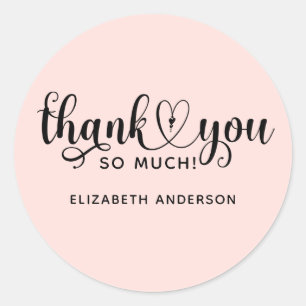 Elegant Blush Pink Script Vielen Dank Runder Aufkleber