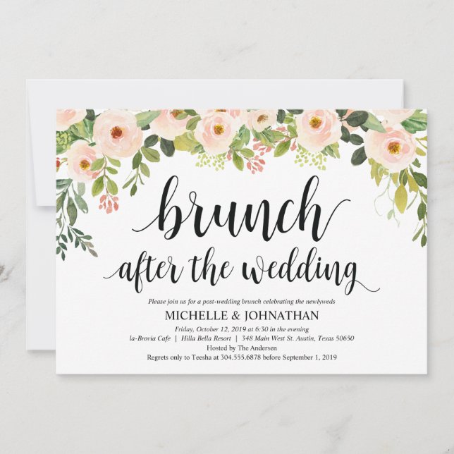 Elégant Blush Post Mariage Brunch Invitation Card (Devant)