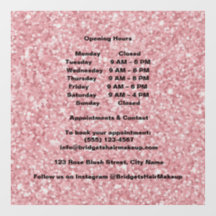 Elegant Blush rosa Glitter-Salon Öffnungszeiten