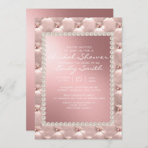 Elégant Blush Rose blanc nuptiale Invitation