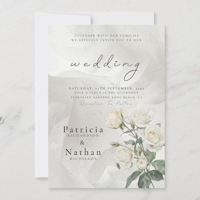 Elegant Blush Rose Floral Frame Wedding Einladung (Vorderseite)