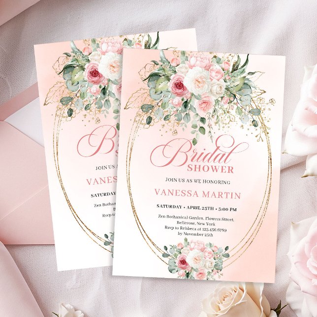 Elegant Blush Rose Gold Bridal Shower Invitation (Elegant Blush Rose Gold Bridal Shower Invitation)