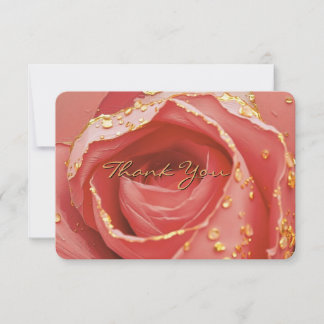 Elegant Blush Rose & Gold Thank You Card Dankeskarte