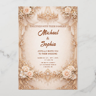 Elegant Blush Rose Gold Wedding  Folieneinladung