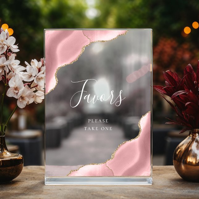 Elégant Blush Rose Or Agate Mariage Faveurs (Créateur téléchargé)